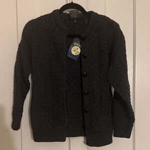 Charcoal gray Cable Knit Women's Irish Cardigan
